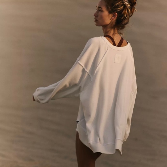 NWT $78 Free People Movement One To Beat Pullover Size S Ivory Sweatshirt - Picture 2 of 7